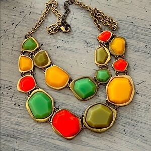 Vintage Flintstones Cool Bright Multi colored 2 row bib necklace from the 70s
